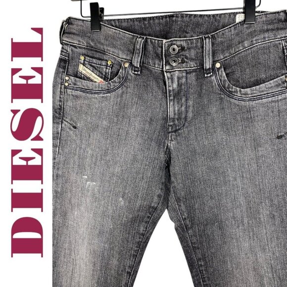 DIESEL RONHAR Stretch Black Denim Wide Leg Mid Rise Jeans, 30 x 32 - Picture 3 of 11